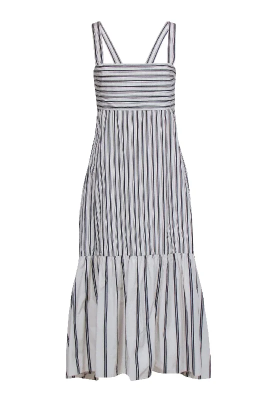 Theory - Ivory & Black Stripe Sleeveless Maxi Dress Sz M