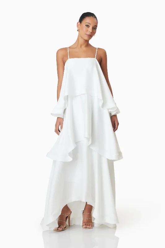 Tilly Tiered Maxi Dress in White