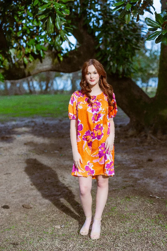 Tropical Flower Print Mini Vacation Dress by Umgee Clothing