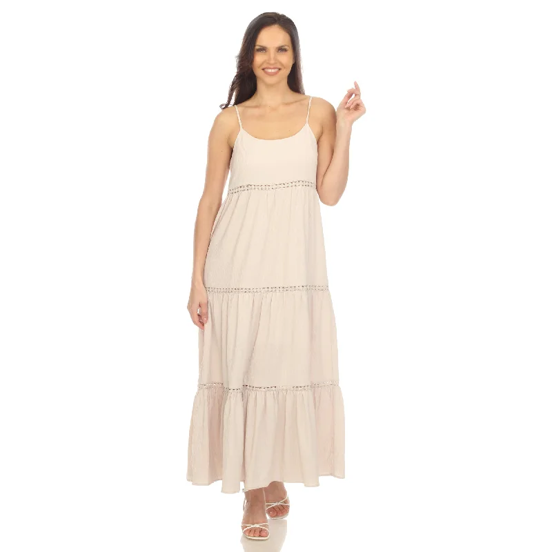 Women's Scoop Neck Tiered Maxi Dress