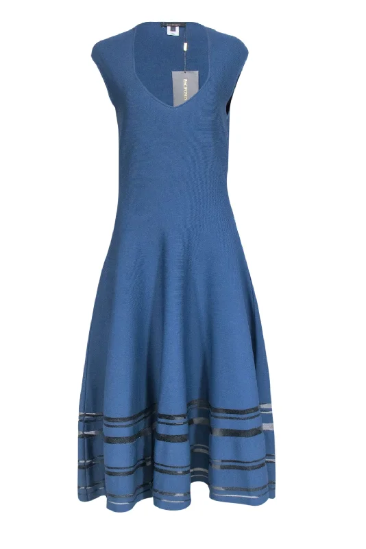 Zac Posen - Blue Knit Sleeveless Maxi Dress Sz L