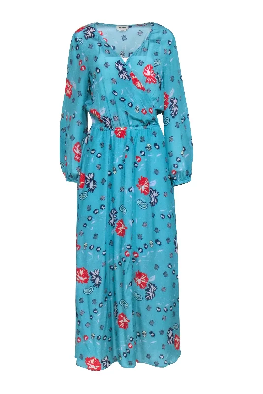 Zadig & Voltaire - Blue & Multi Color Floral Print Maxi Dress Sz M