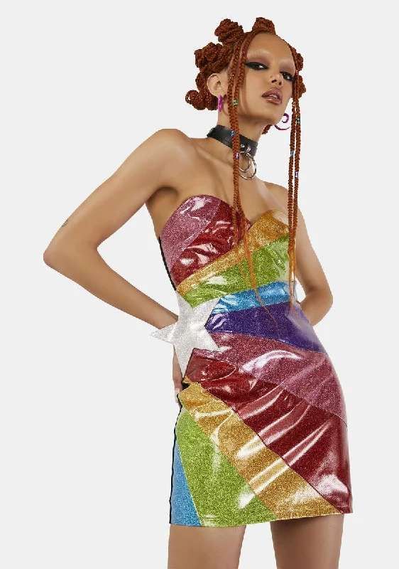 Rainbow Runner Glitter Bodycon Dress