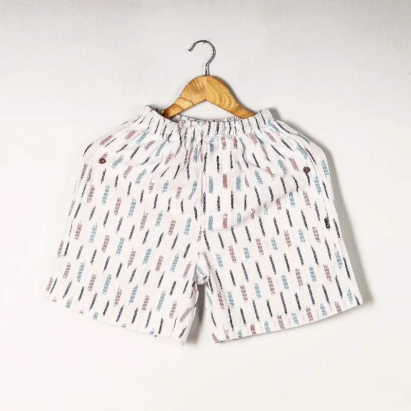 White  - Pochampally Ikat Cotton Unisex Boxer/Shorts