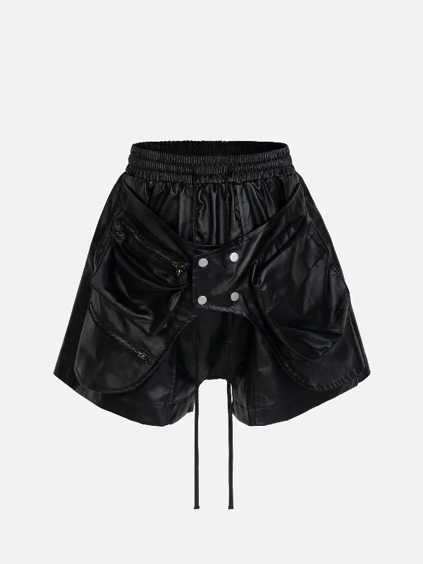 Aelfric Eden Patchwork Pocket Faux Leather Shorts