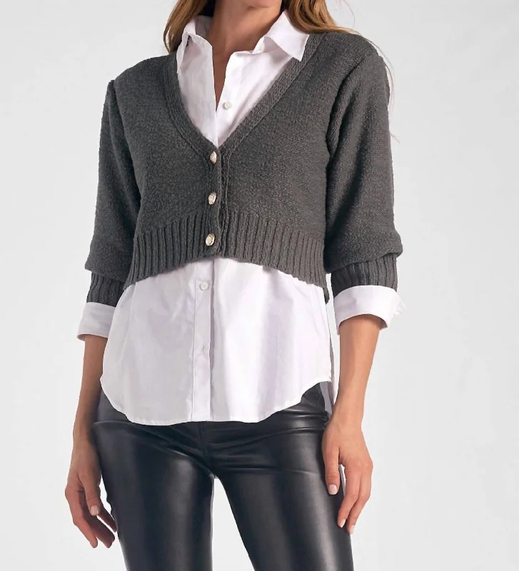 Amara Cardigan Top In Grey Grey