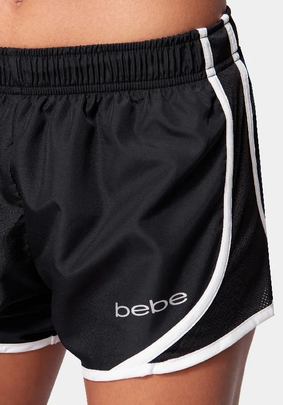 bebe-logo-woven-run-short-black-white