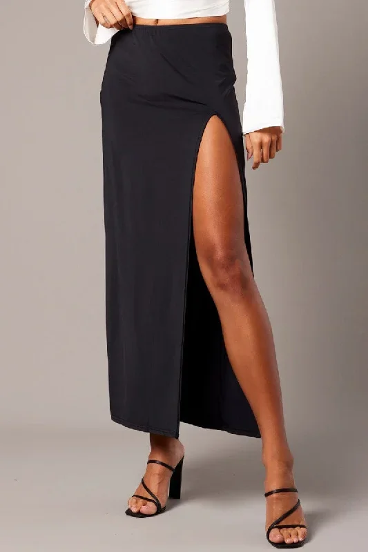 black-maxi-skirt-mid-rise-split-nylon-sl0097a-84pb-1