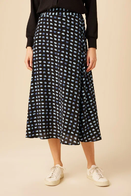 Blaze Washable Silk Skirt - Squared Up Black