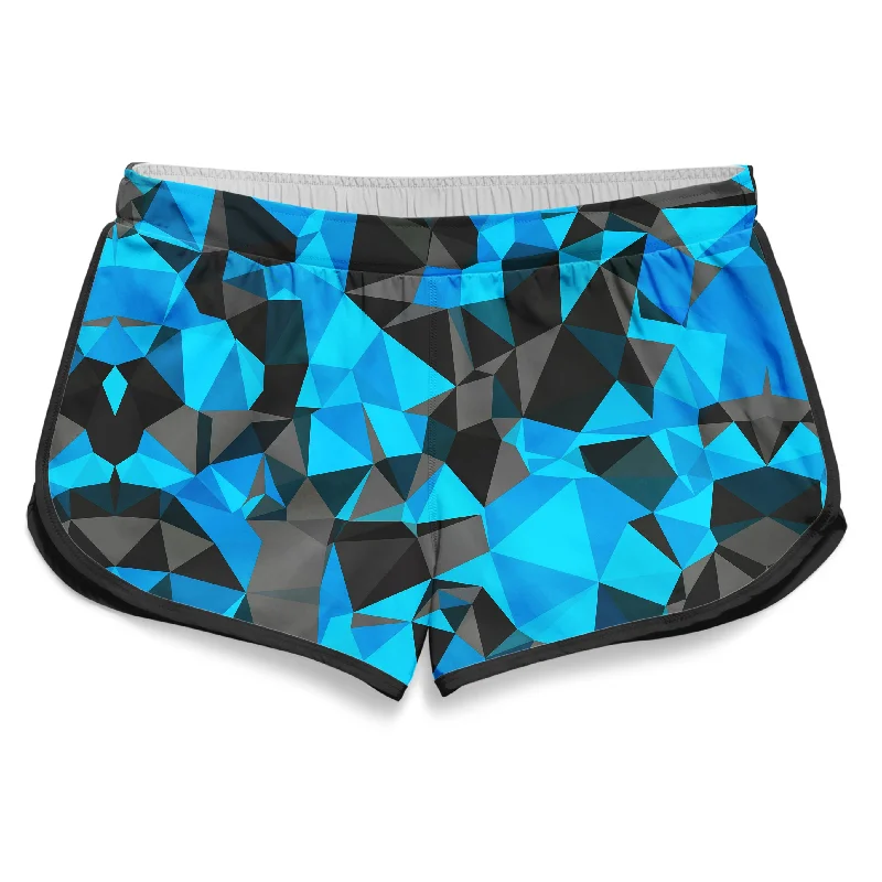 Blue and Black Geo Women's Retro Shorts