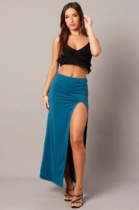 blue-maxi-skirt-mid-rise-split-nylon-sl0097a-84pb-3