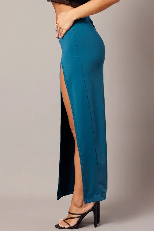 blue-maxi-skirt-mid-rise-split-nylon-sl0097a-84pb-3