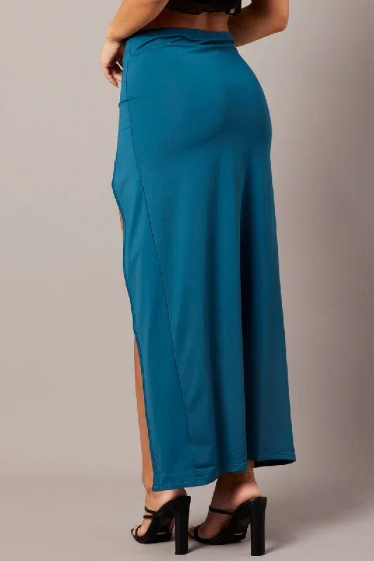 blue-maxi-skirt-mid-rise-split-nylon-sl0097a-84pb-3