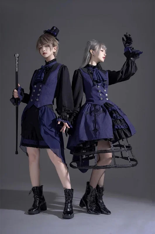 (BFM)CastleToo~Evil Twins~Ouji Lolita Dress Lolita Vest Shirt Shorts Skirt Set