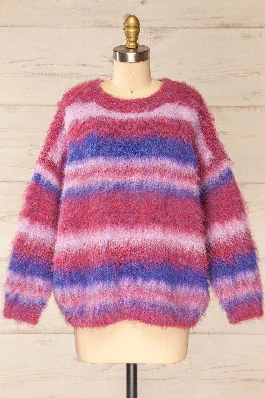 Dijon | Colourful Striped Fuzzy Sweater