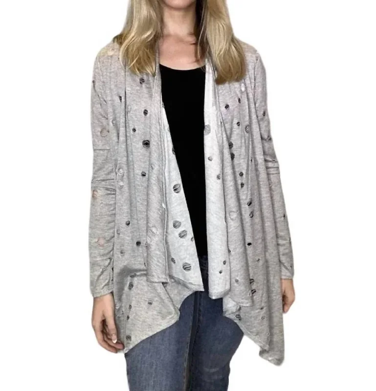 Distressed Cascade Cardigan In Grey