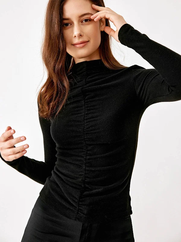 Eco-Mousse® Cropped Ruched Roll-Neck Top