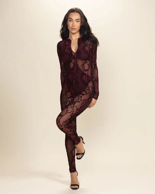 garnet-snakeskin-flocked-mesh-full-bodysuit-womens