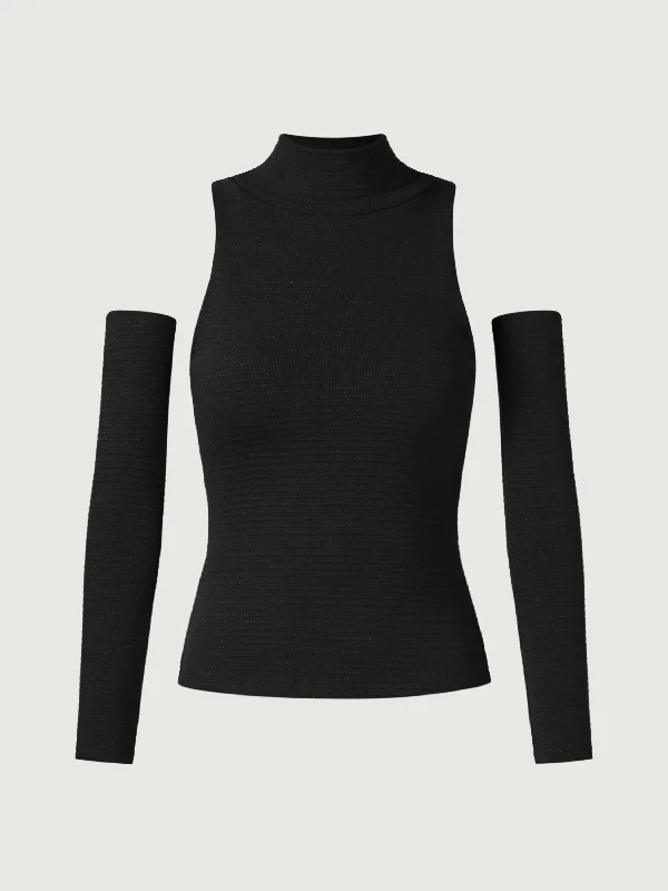 Glitter Mockneck Brami Tank With Arm Sleeves