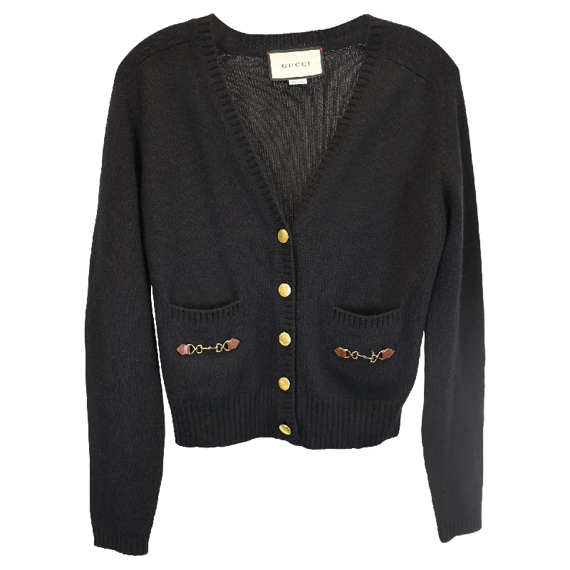 Gucci Horsebit Cardigan in Black Cashmere