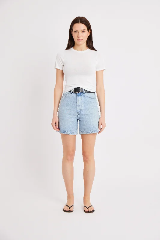 High Waisted Mom Shorts - Light Blue