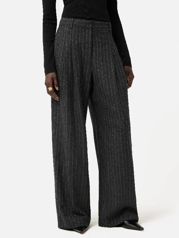 Italian Wool Kemp Pinstripe Trouser | Grey