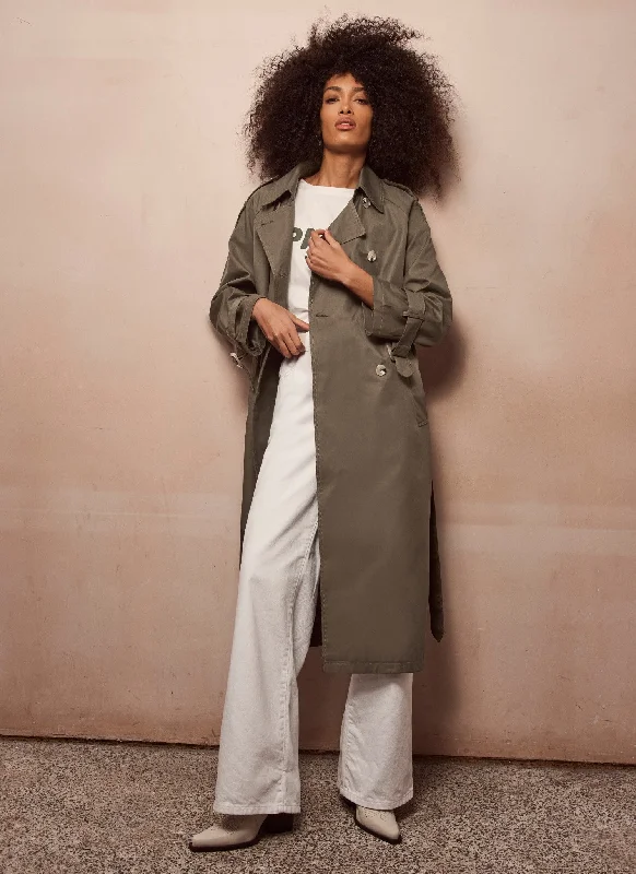 Khaki Structured Trench Coat