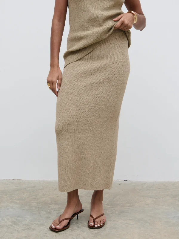 Kourtney Knit Midaxi Skirt - Taupe