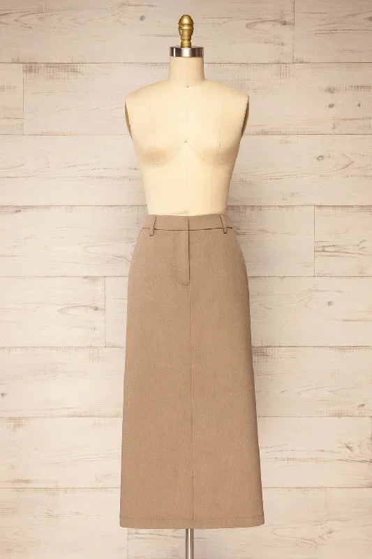 Lacombe | Taupe Midi A-Line Skirt