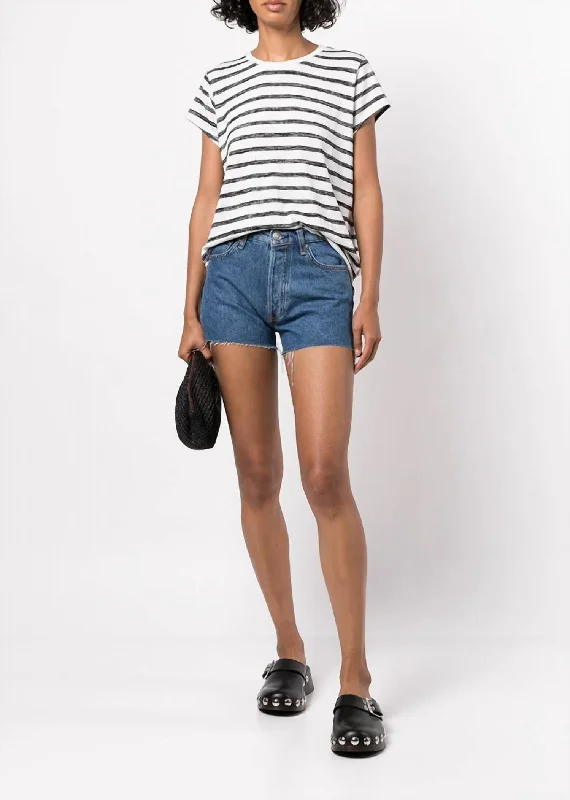 Laguna Bitty Raw Edges Cotton Denim Short in Blue