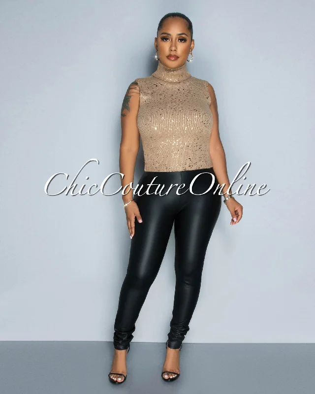 Lazarus Nude Gold Foil Knit Crop Top