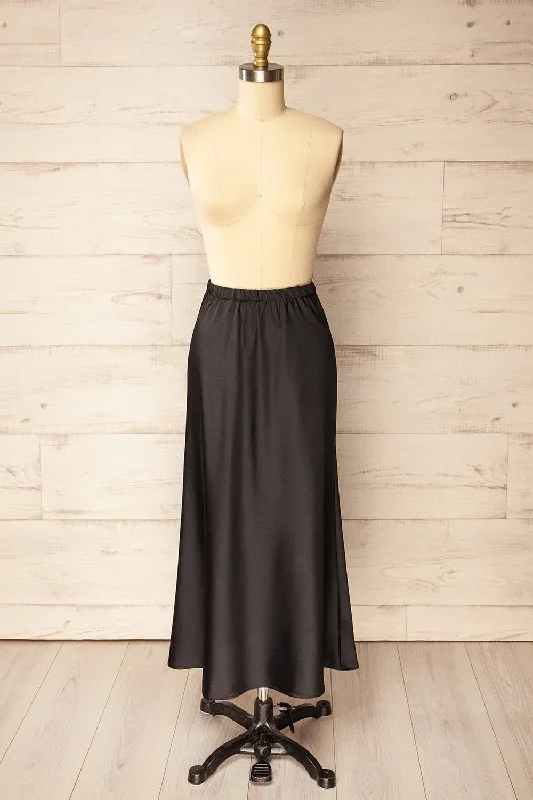 Lehavre Black | Maxi Satin Skirt