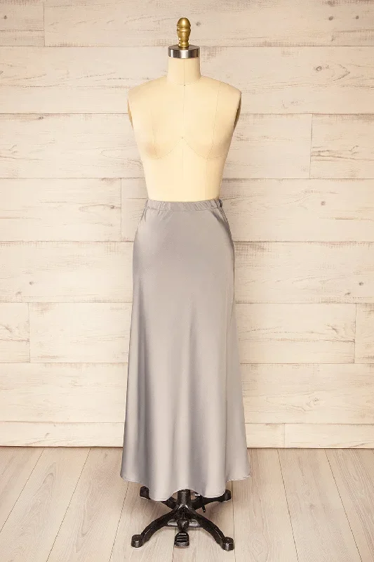 Lehavre Grey | Maxi Satin Skirt