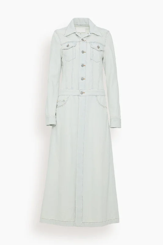 Lightweight Long Denim Coat in Light Blue