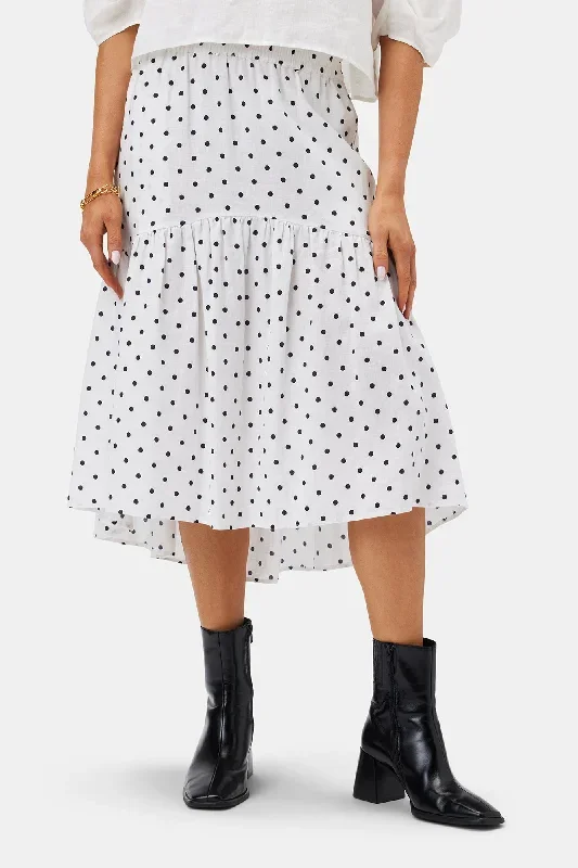 Lilly Pilly Lola Organic Linen Skirt - Polka Dots