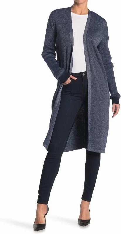 Long Lurex Cardigan In Blue