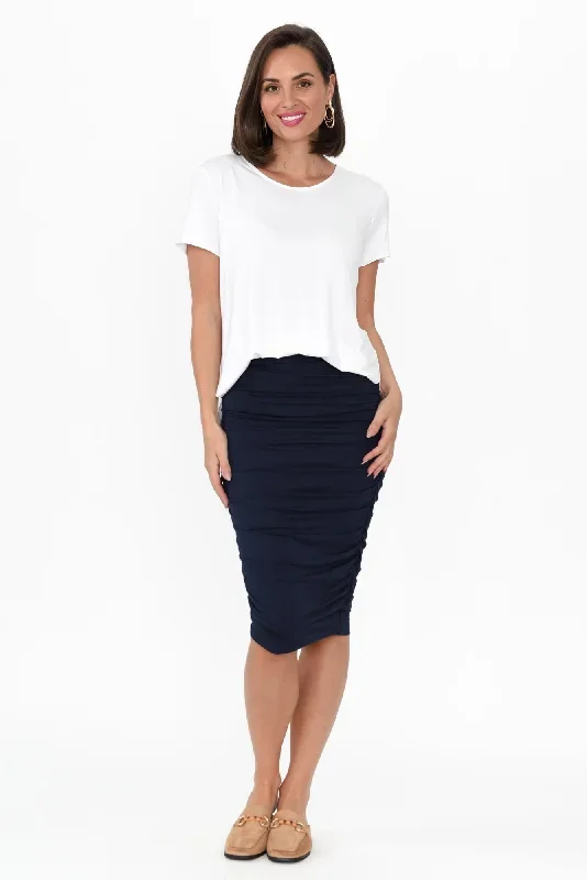 navy-bamboo-ruched-skirt