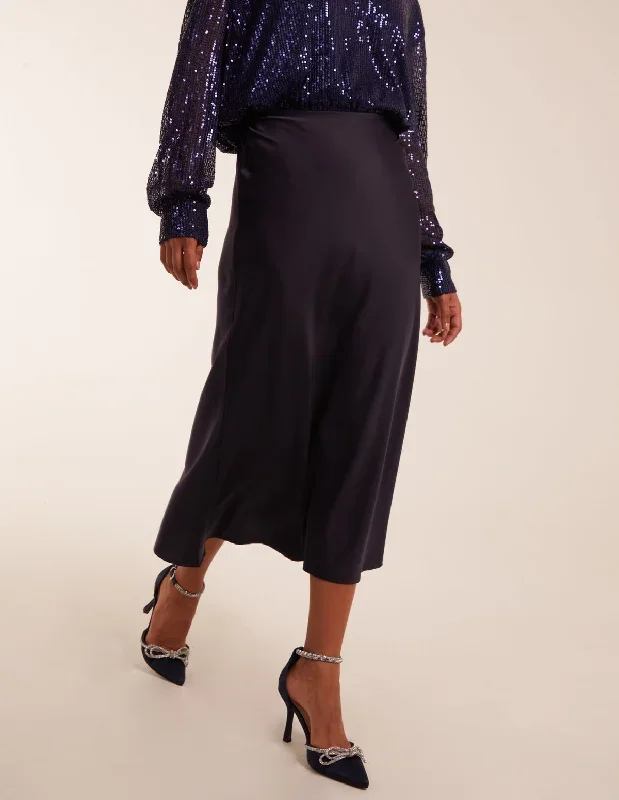 Satin Bias Midi Skirt