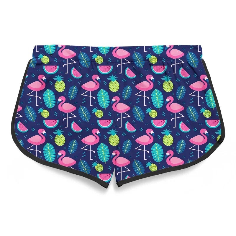 neon-flamingos-womens-retro-shorts