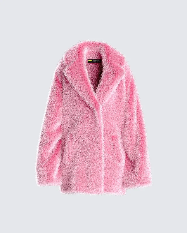 Nicole Pink Vegan Fur Coat