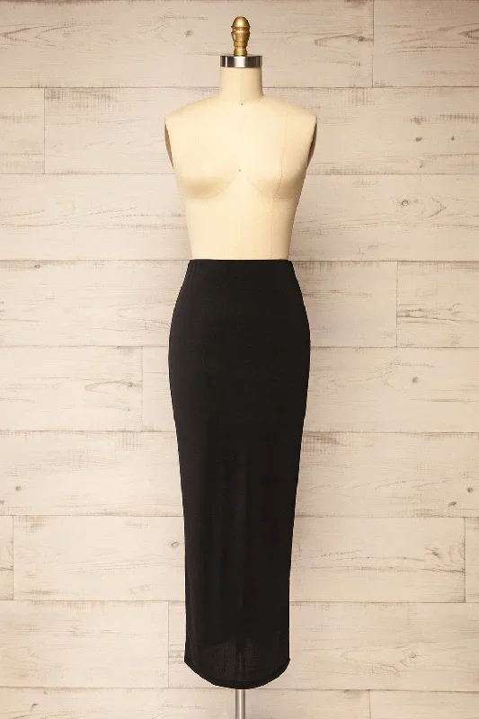 Norfolk | Long Black Fitted Skirt