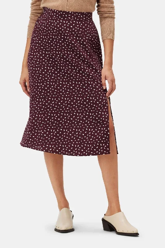 Ollie Washable Silk Skirt - Doucet Dot Vineyard