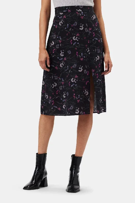 Ollie Washable Silk Skirt - Caroline Black