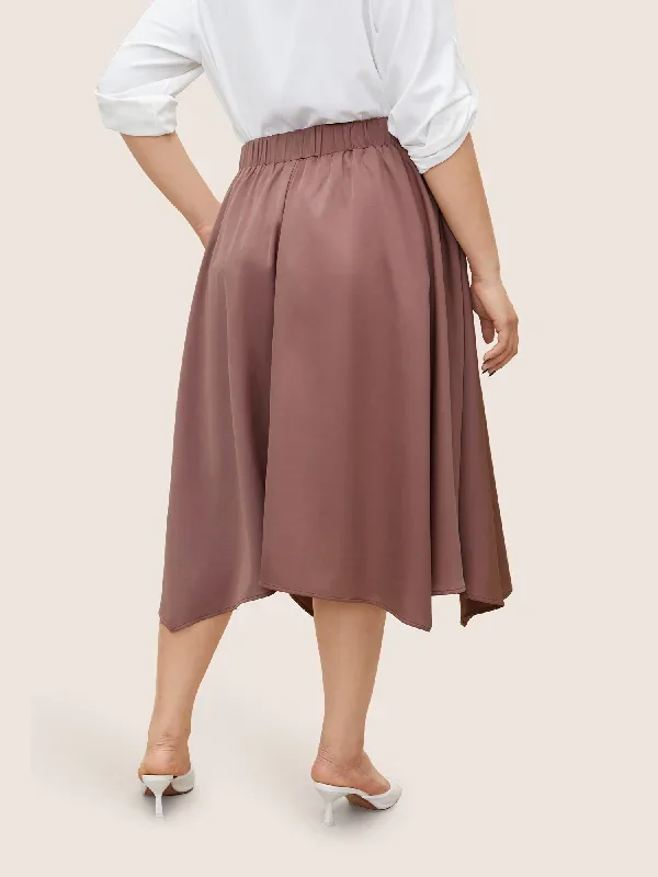 plain-elastic-waist-hanky-hem-skirt