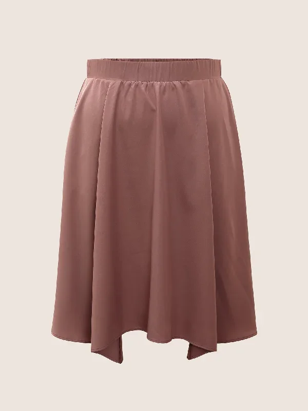 plain-elastic-waist-hanky-hem-skirt