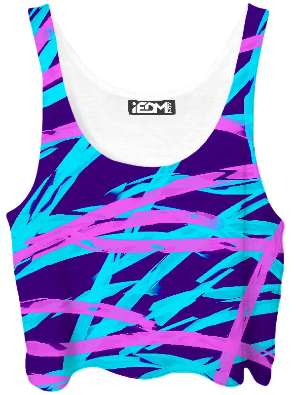 Purple and Blue Rave Abstract Crop Top