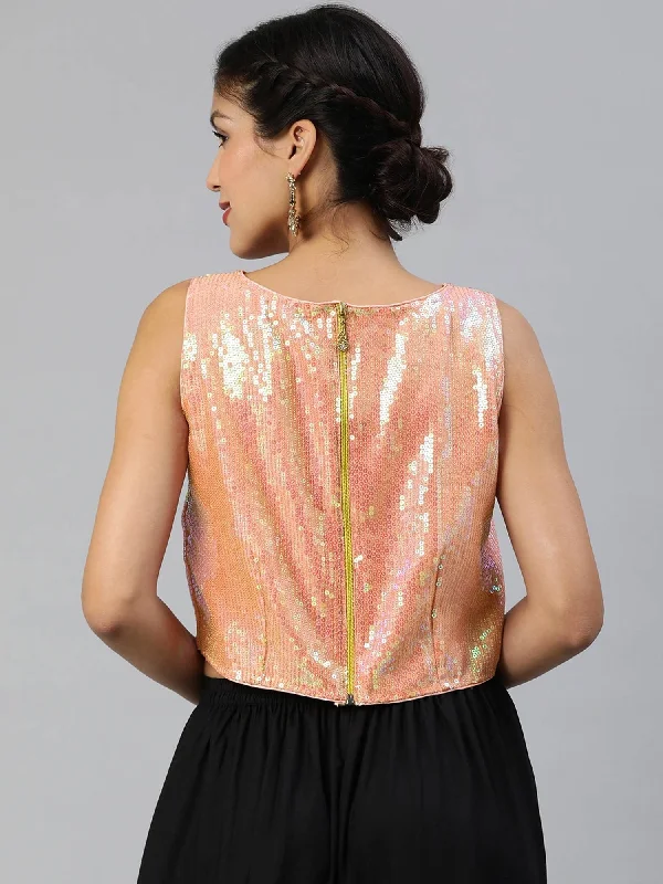 radiant-peach-coloured-silk-blend-sequinned-crop-top