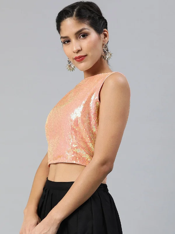 radiant-peach-coloured-silk-blend-sequinned-crop-top