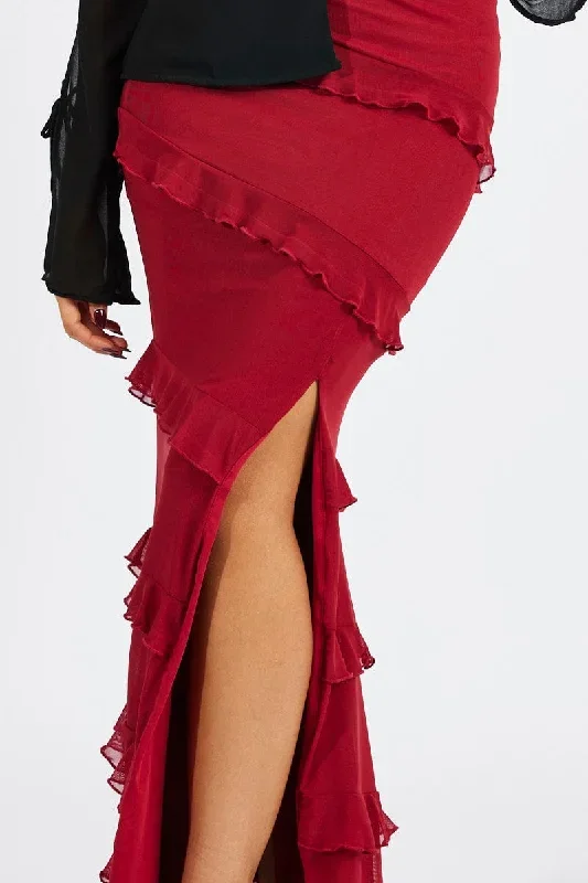 red-floral-maxi-skirt-mesh-frilled-mesh-sl3681-84pb-1