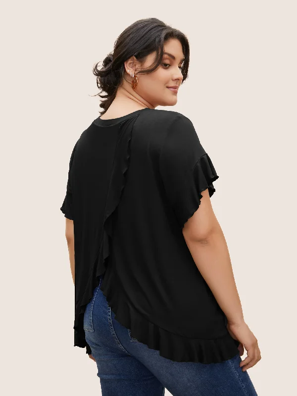 round-neck-back-wrap-ruffles-t-shirt